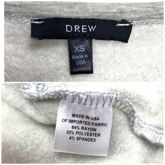 DREW Twisted Front Fleece Long sleeve Shirt Top in Light Gray Size XS TJ12112/H - Picture 4 of 7